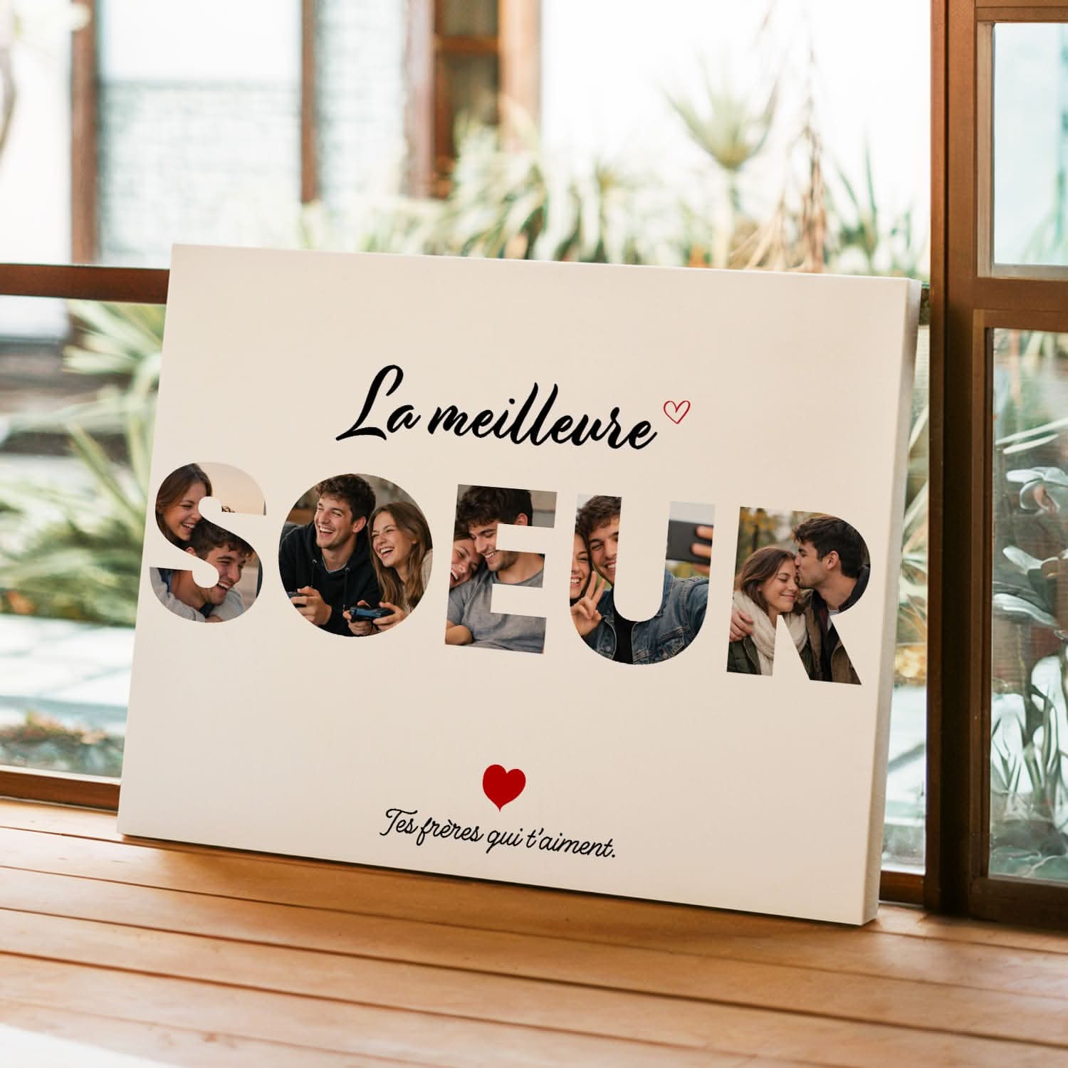 Toile Sœur Personnalisée – Mot SOEUR avec Photos – Cadeau Sœur Original