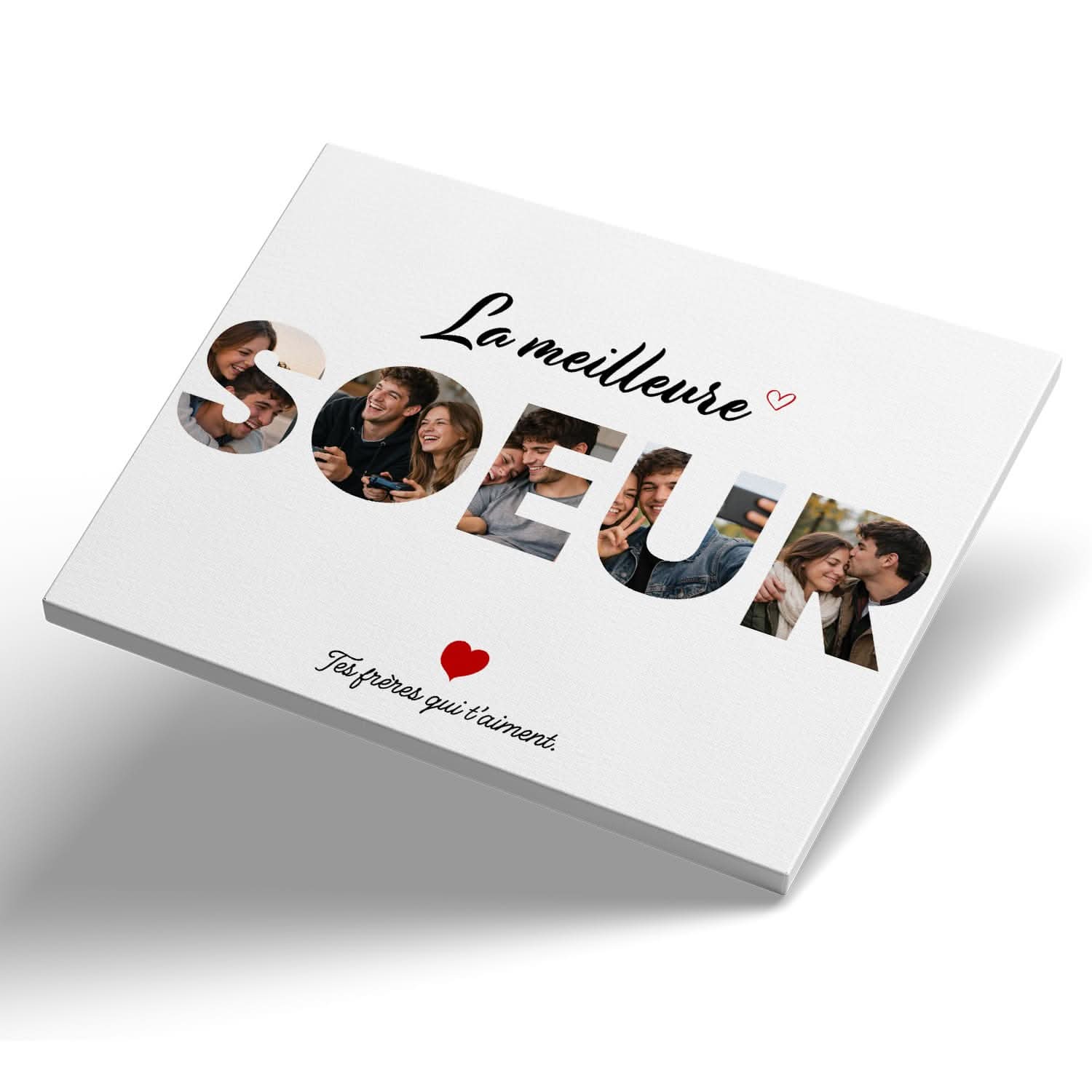 Toile Sœur Personnalisée – Mot SOEUR avec Photos – Cadeau Sœur Original
