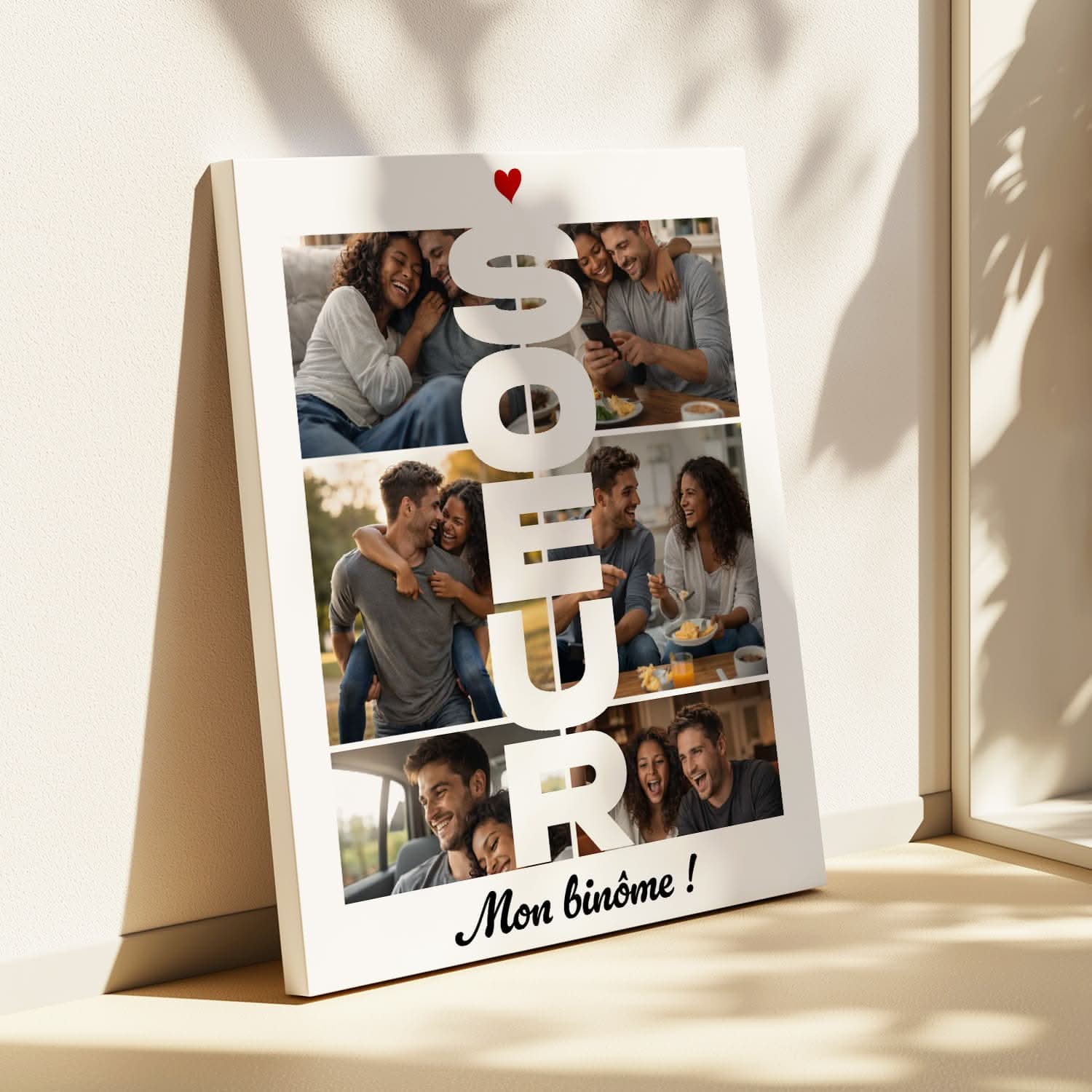 Toile Sœur Personnalisée – Lettres SOEUR avec Photos – Cadeau Sœur Original