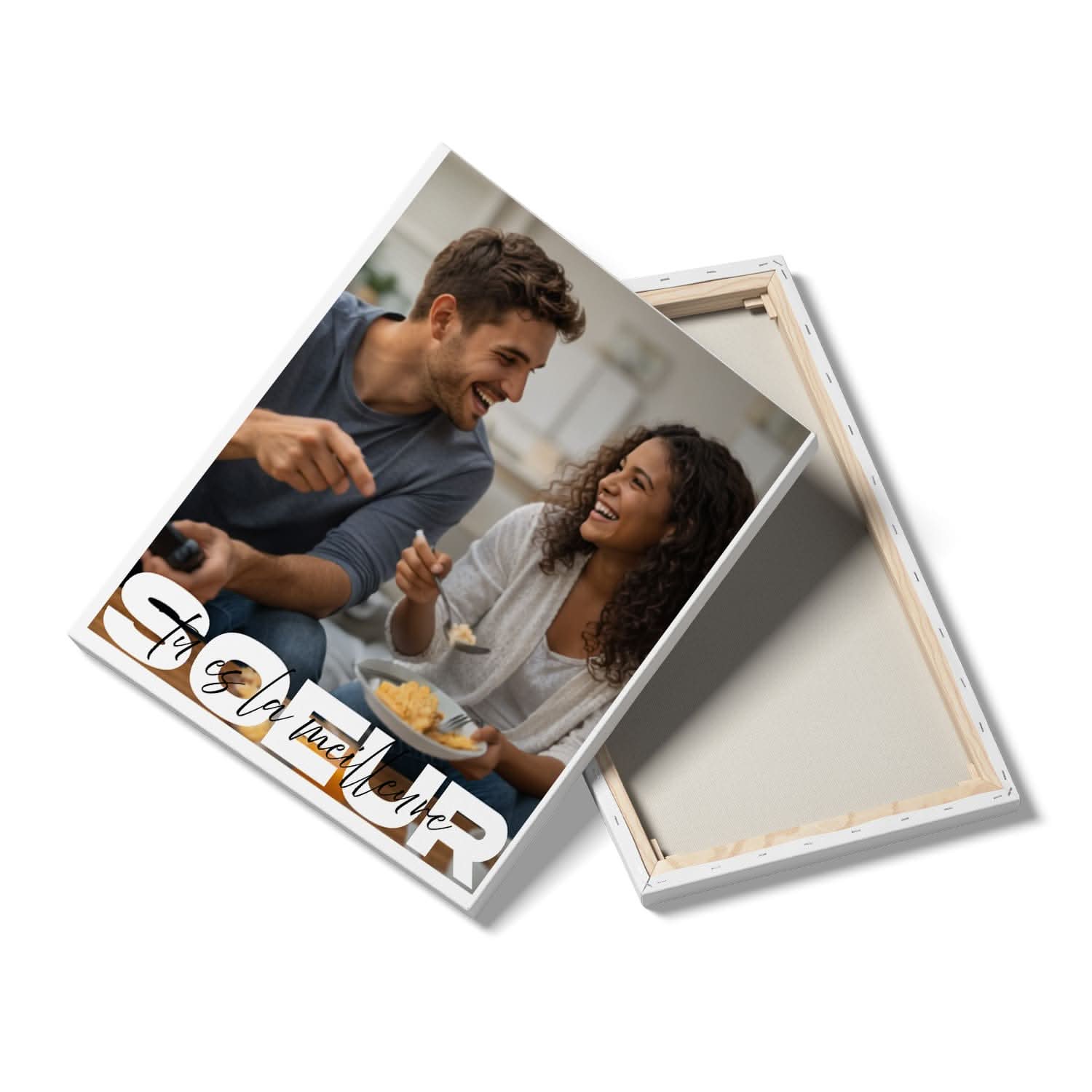 Toile Sœur Personnalisée – Photo Plein Cadre &amp; Message – Cadeau Sœur Original