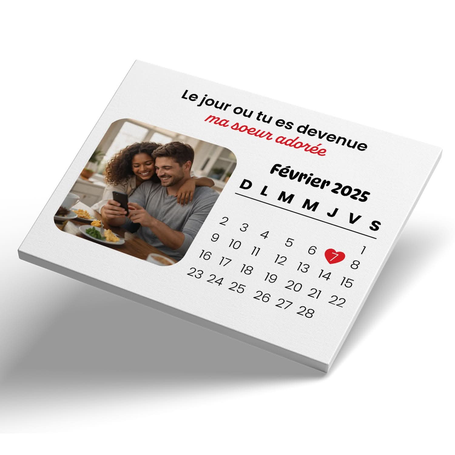 Toile Sœur Personnalisée avec Date – Le Jour où Tu Es Devenue Ma Sœur – Cadeau Original