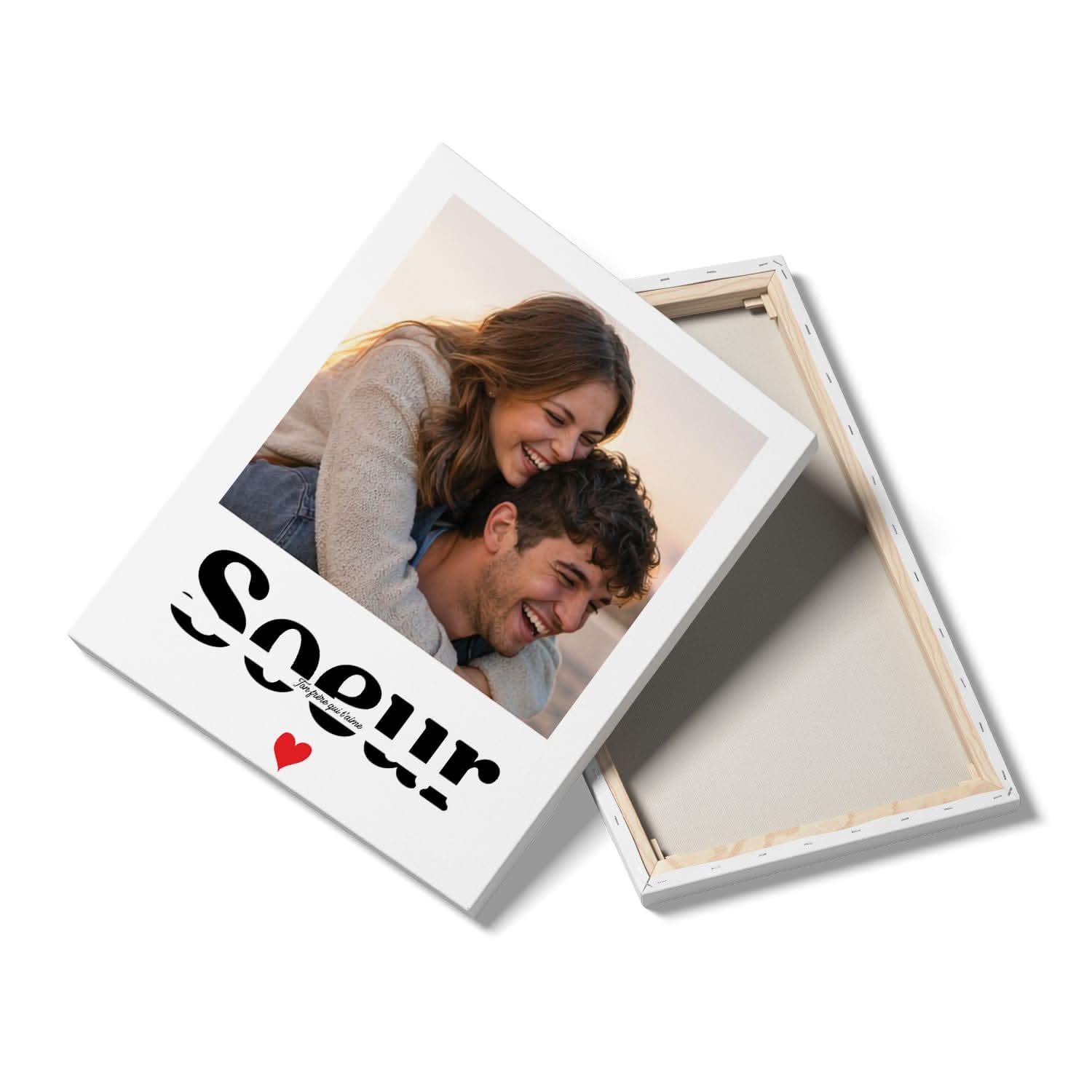 Toile Sœur Personnalisée – Photo Moderne avec Message &amp; Prénom – Cadeau Sœur Original