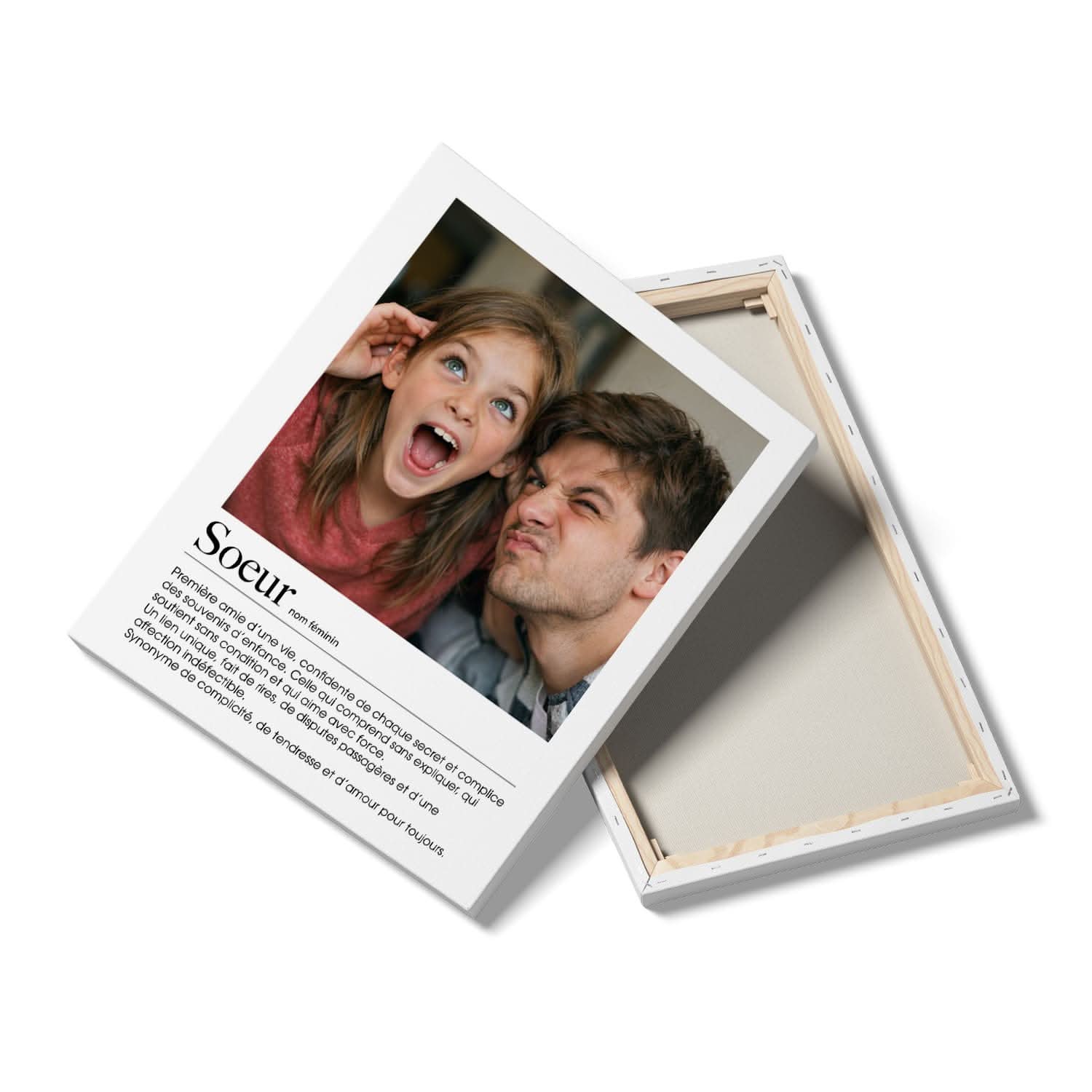 Toile Sœur Définition Personnalisée – Photo &amp; Texte – Cadeau Sœur Émotion