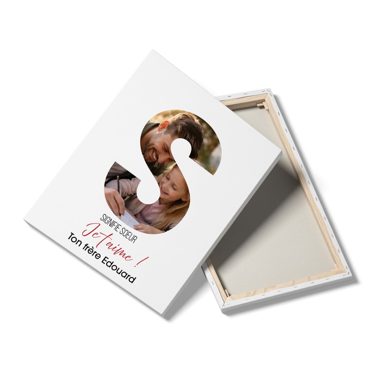 Toile Sœur Personnalisée Lettre S avec Photo &amp; Message – Cadeau Sœur Original