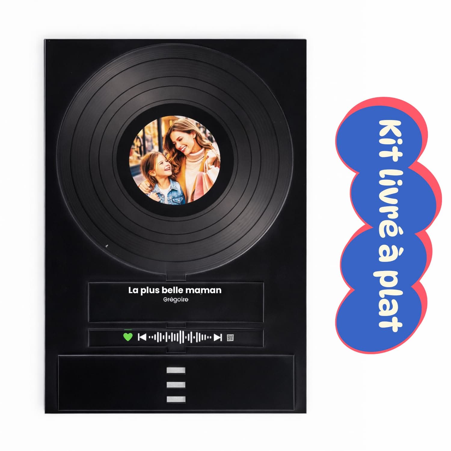 UniKit Vinyle Personnalisé 3D – Photo &amp; Musique – Cadeau Fête des Mères
