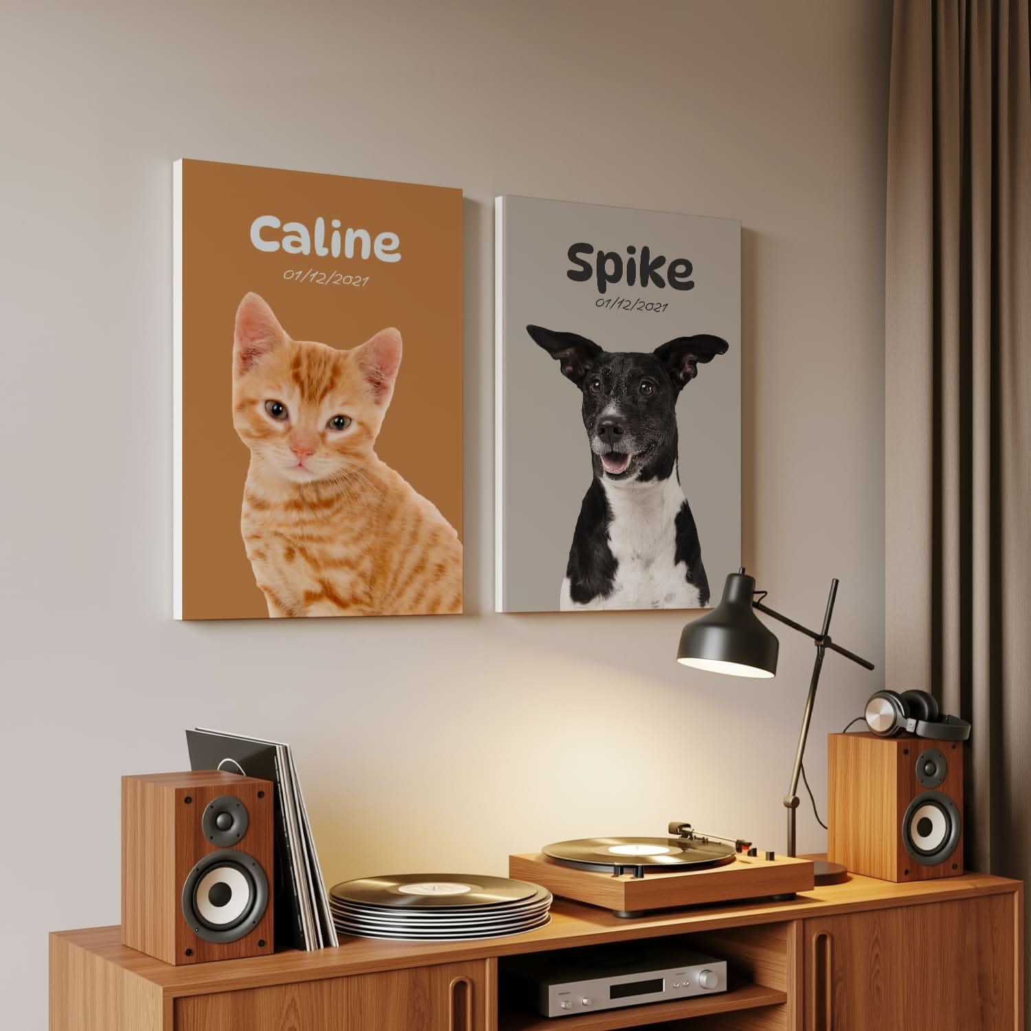 Portrait Animal Personnalisé sur Toile – Nom &amp; Date de Naissance – Cadeau Original