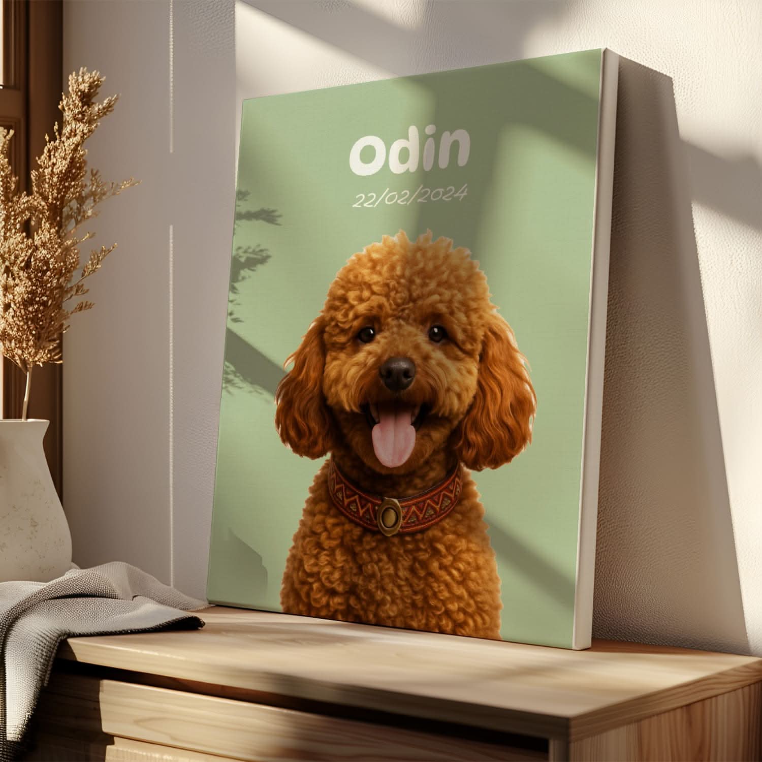 Portrait Animal Personnalisé sur Toile – Nom &amp; Date de Naissance – Cadeau Original